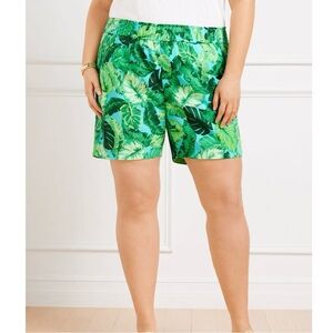 TALBOTS NANTUCKET LINEN PAPERBAG SHORTS - ISLE FRONDS 2X